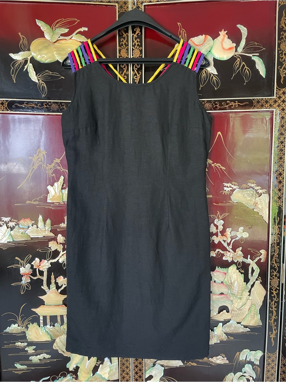 80s Rainbow linen dress - Picture 3 of 10